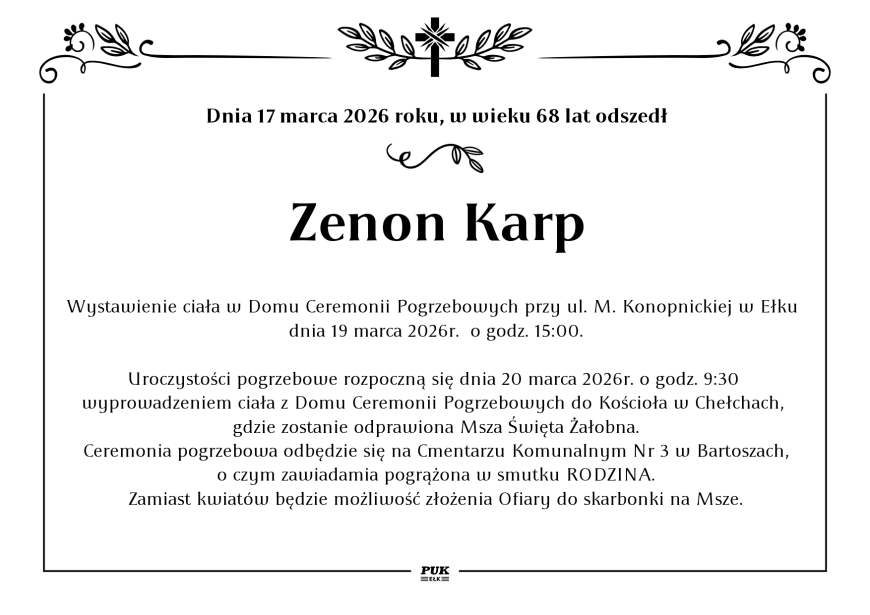 Zenon Karp - nekrolog